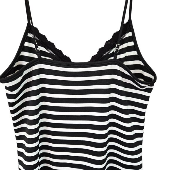 White House Black Market Womens Striped Lace-Trim Camisole Black & White Size M - Picture 3 of 7